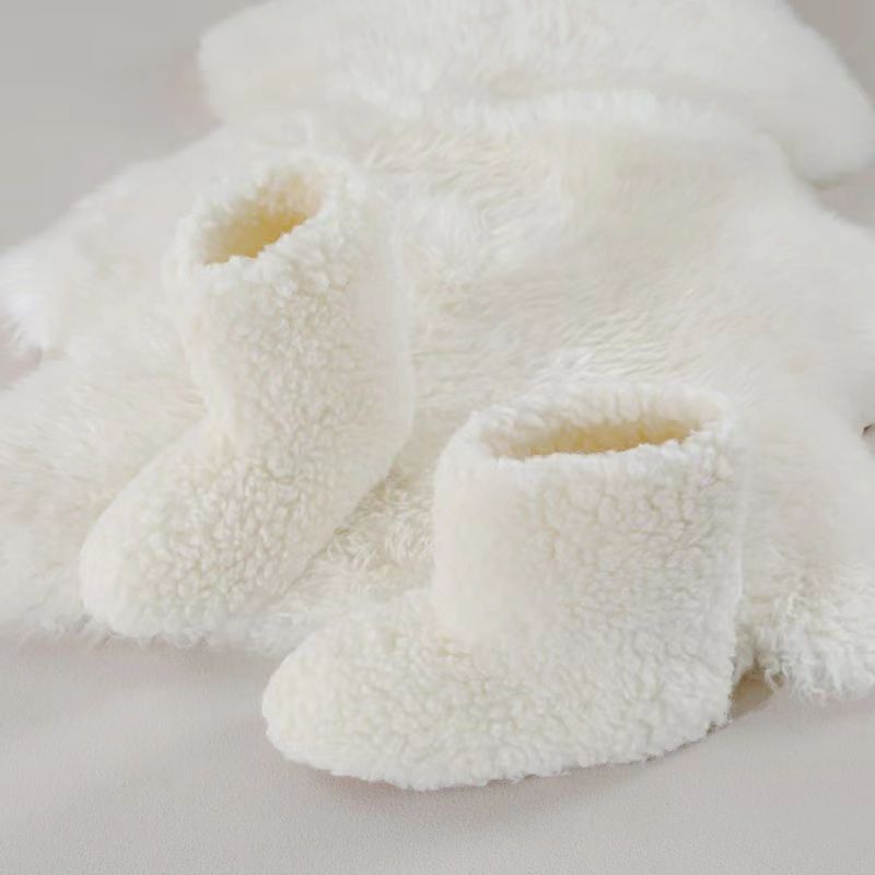 Hongyang Winter Solid-color Minimalist Indoor & Outdoor Plush-feel Thickened Warm Cashmere Slippers/cotton Shoes (wool Fabric)